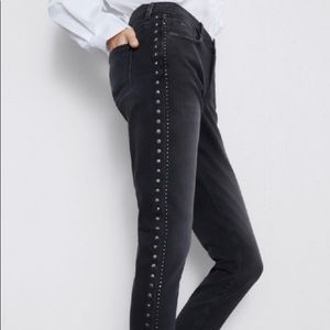 ZARA Dark Gray Bejeweled Skinny Jeans